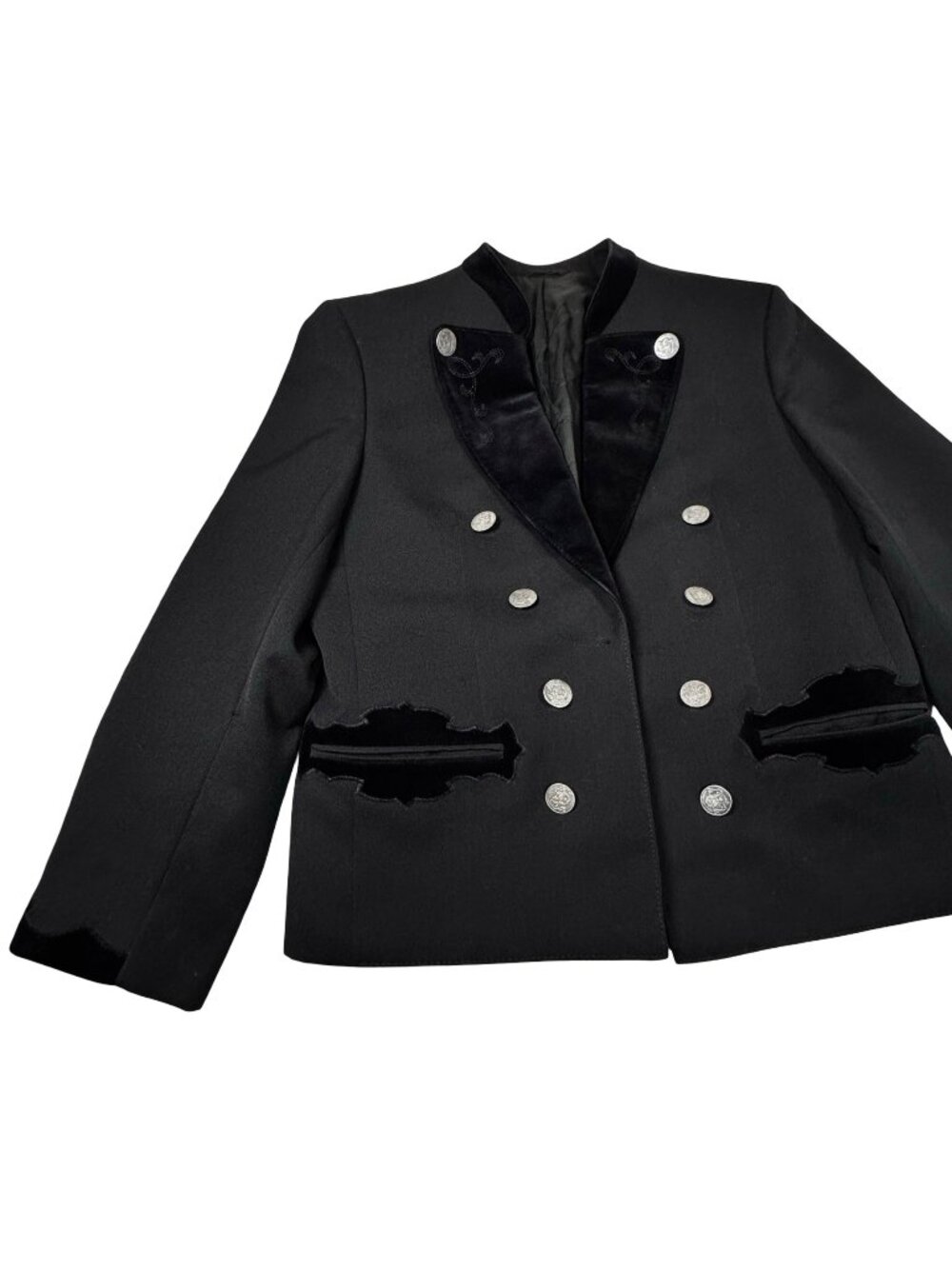 Vintage Austrian Trachten Jacket L Wool Blend Military Goth Pirate